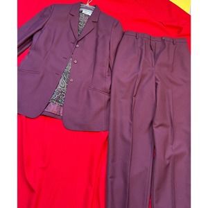 WOMEN'S PENDLETON Eggplant Purple wool -Suit coat + blouse sz 10- pants sz 12